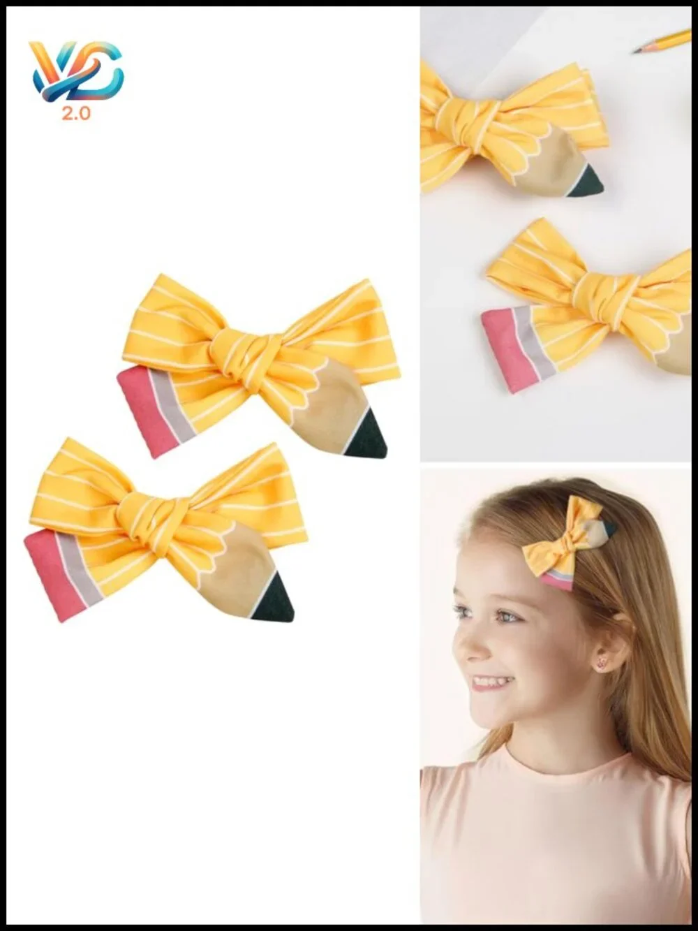 Pencil Hair Clips Back to School Hair Bows for Teacher Student First Day Gifts